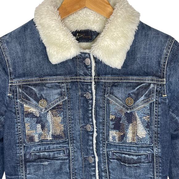 CITIZENS OF HUMANITY Women’s Fleece Lined Embroidered Denim Jacket - Picture 3 of 7